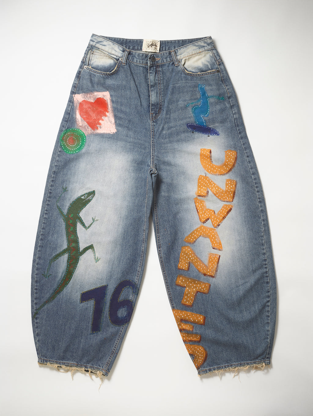 Blue Denim Hand Painted Pant