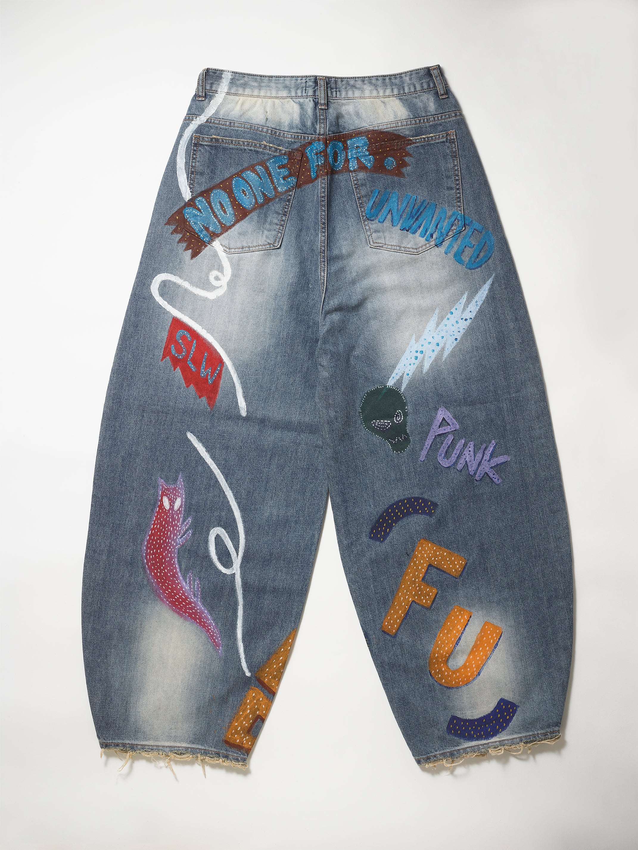 Blue Denim Hand Painted Pant