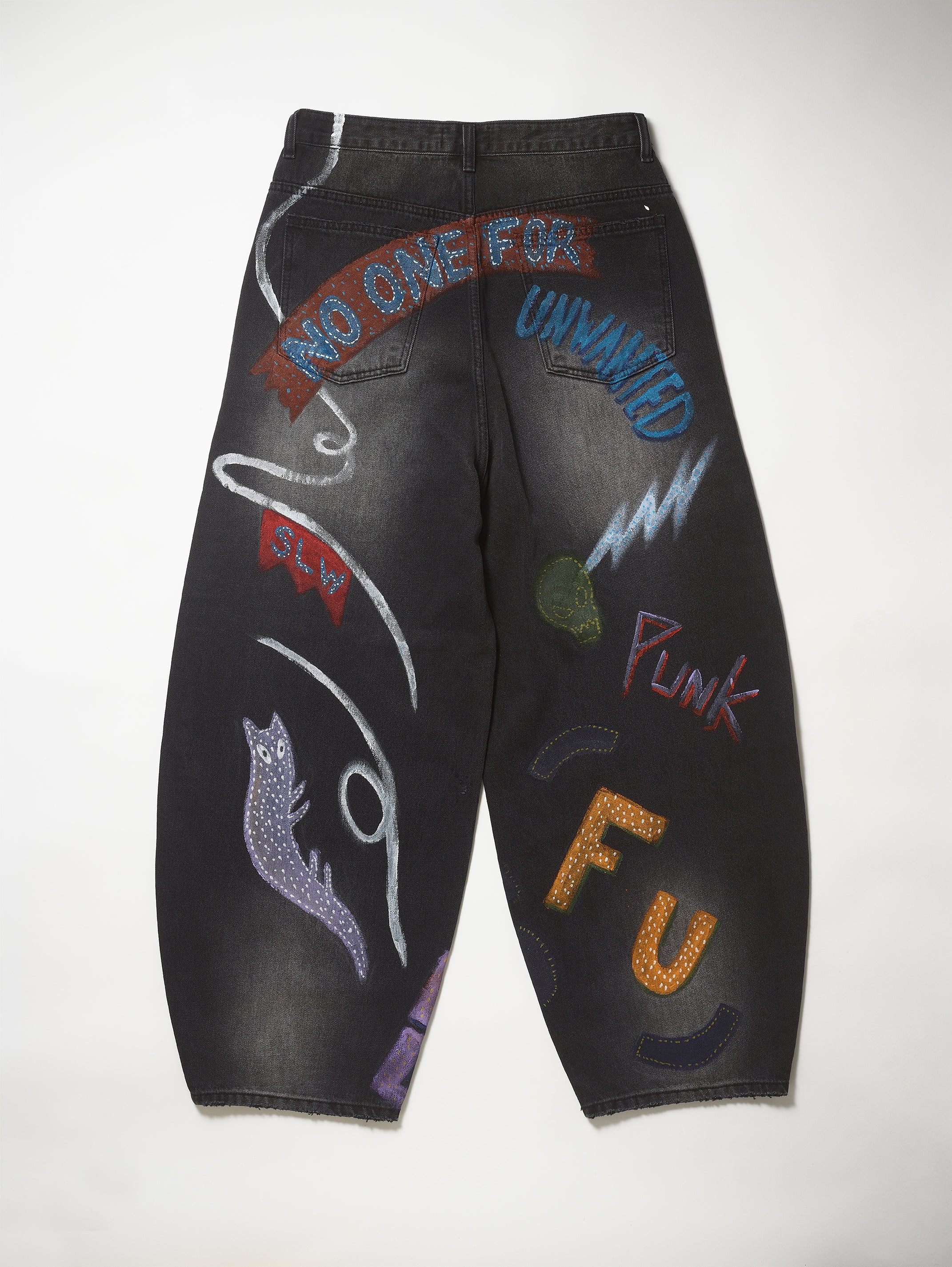 Black Denim Hand Painted Pant
