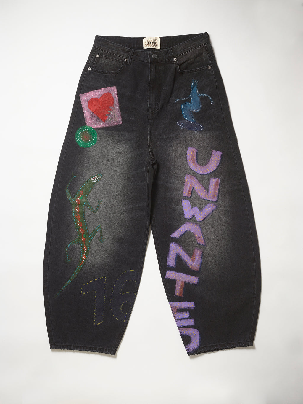 Black Denim Hand Painted Pant
