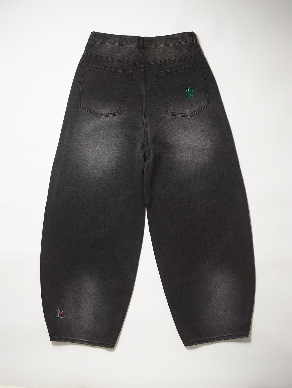 Black Denim Dot Stitch Pant