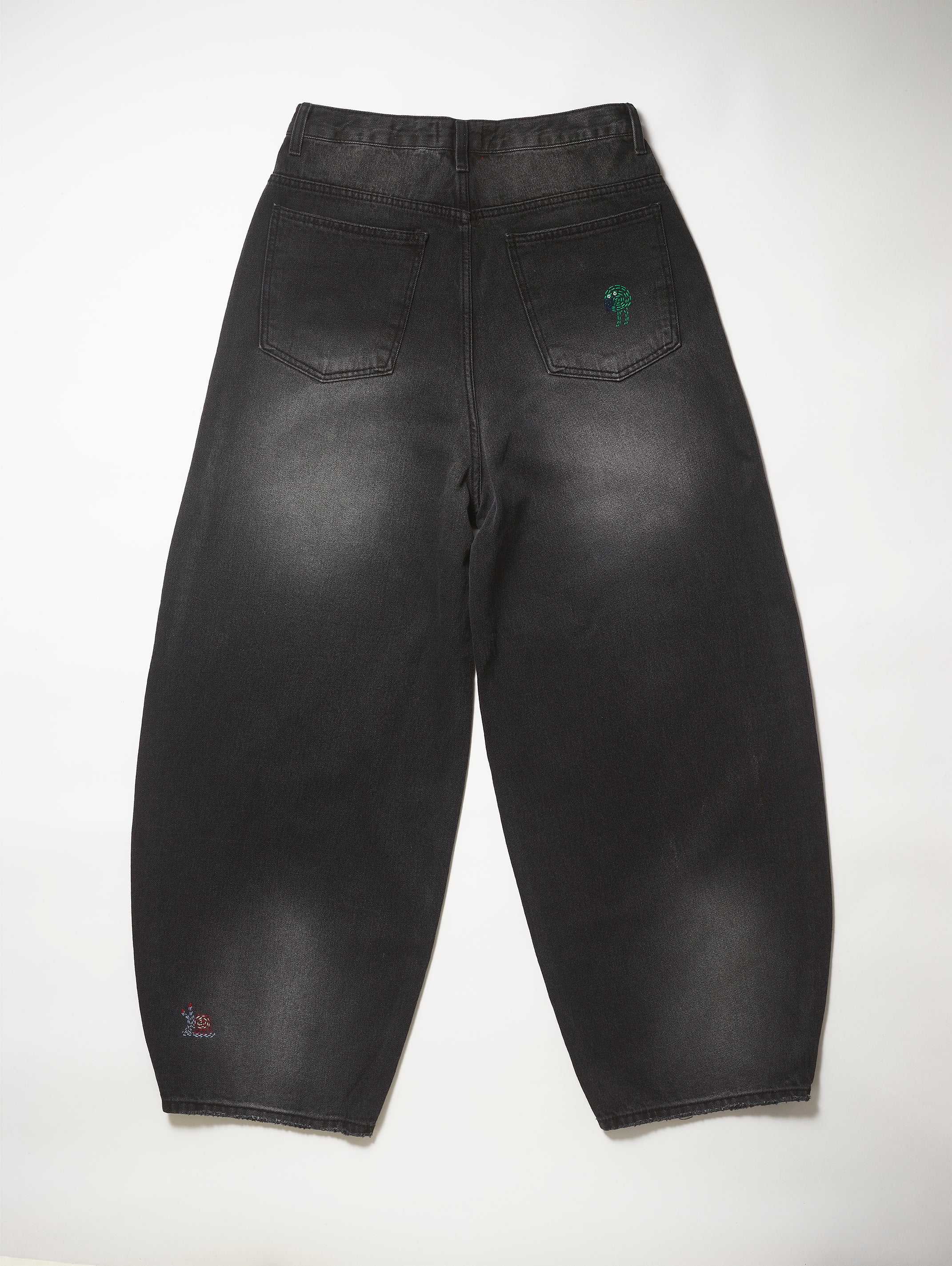 Black Denim Dot Stitch Pant