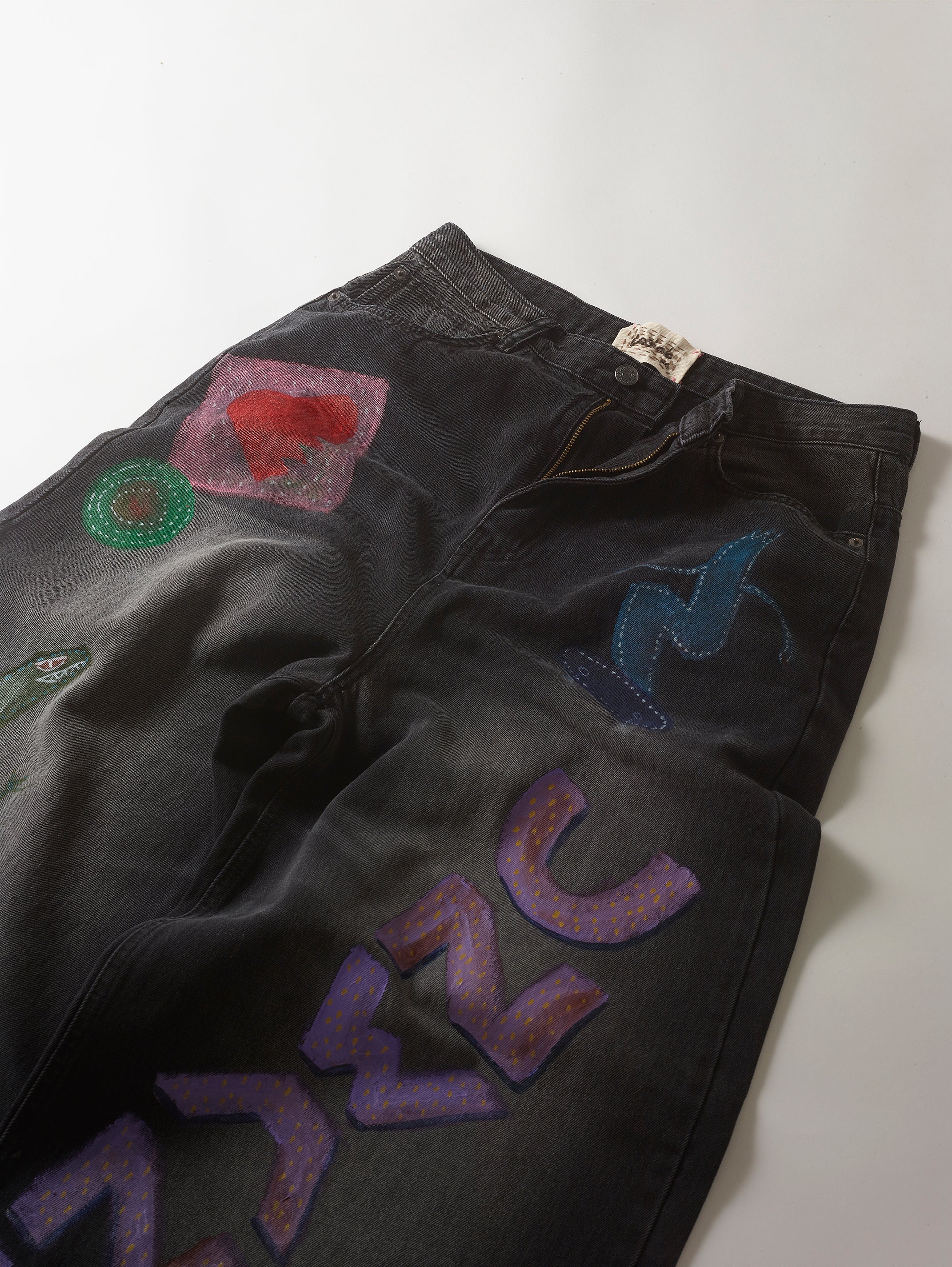 Black Denim Hand Painted Pant