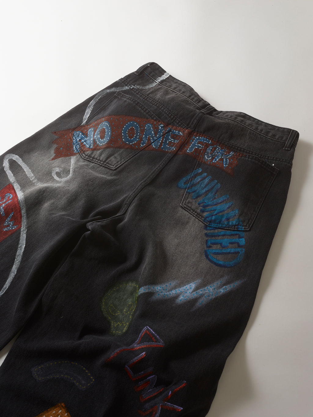 Black Denim Hand Painted Pant