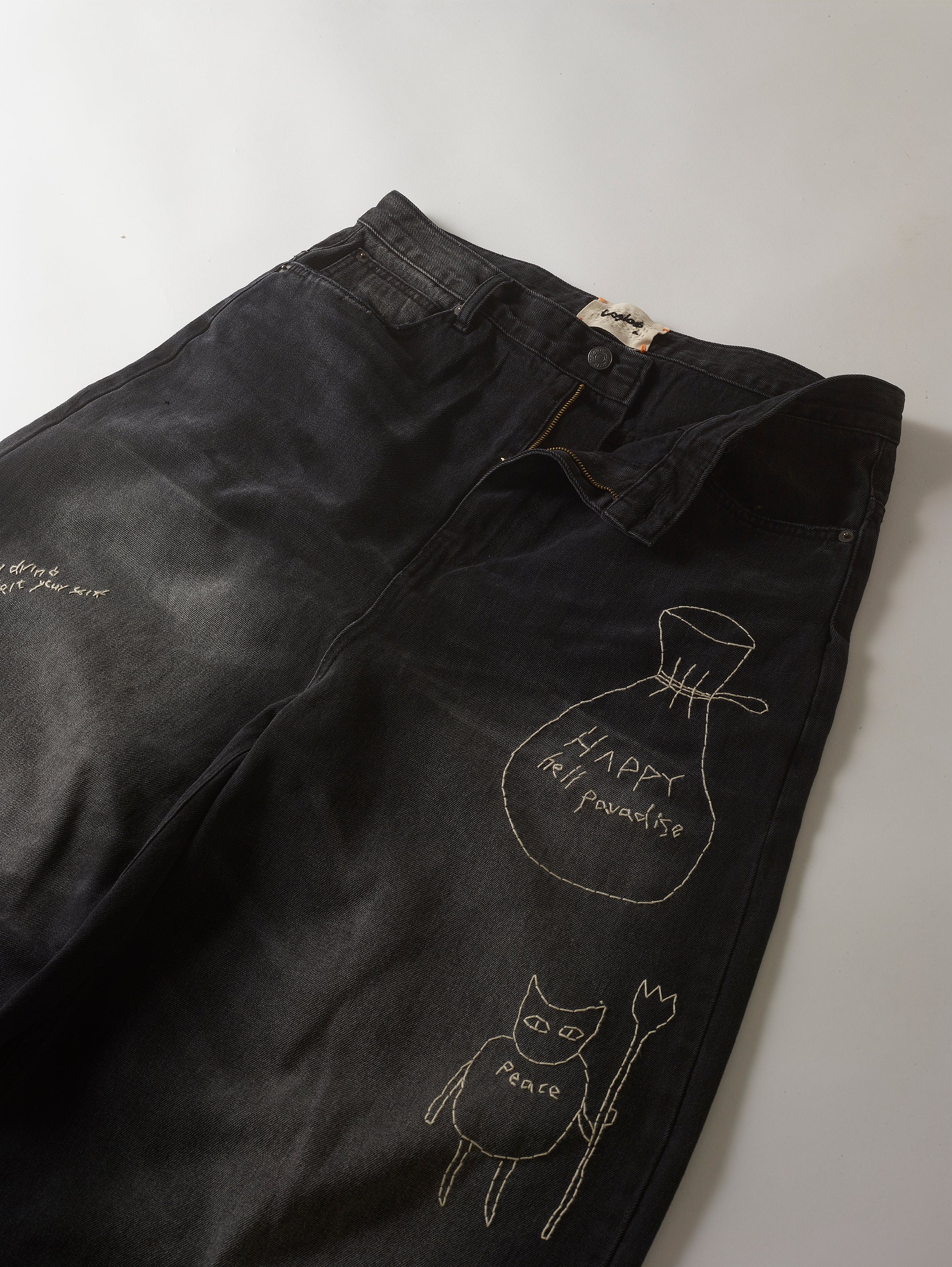 Black Denim Stitch Pant