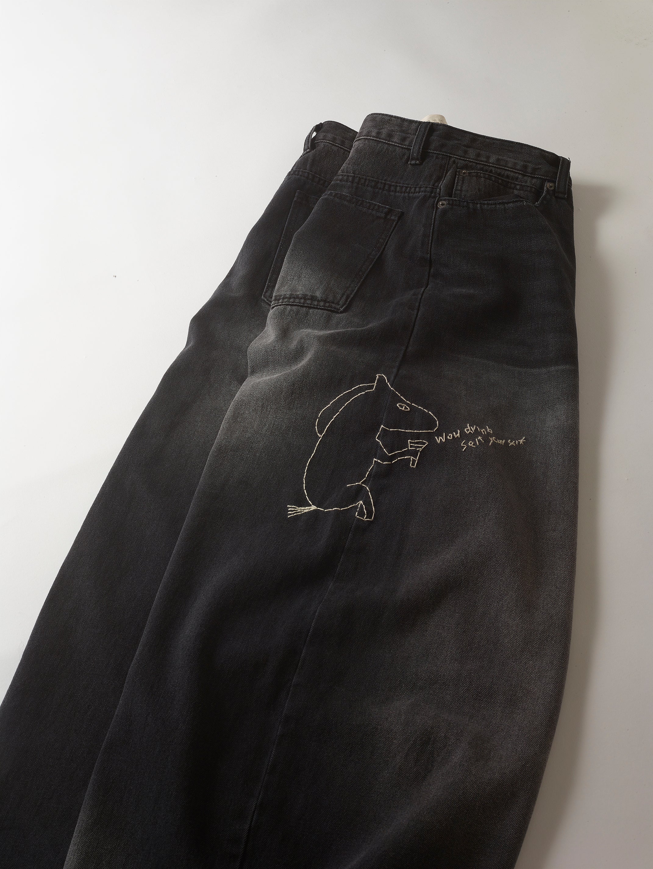 Black Denim Stitch Pant