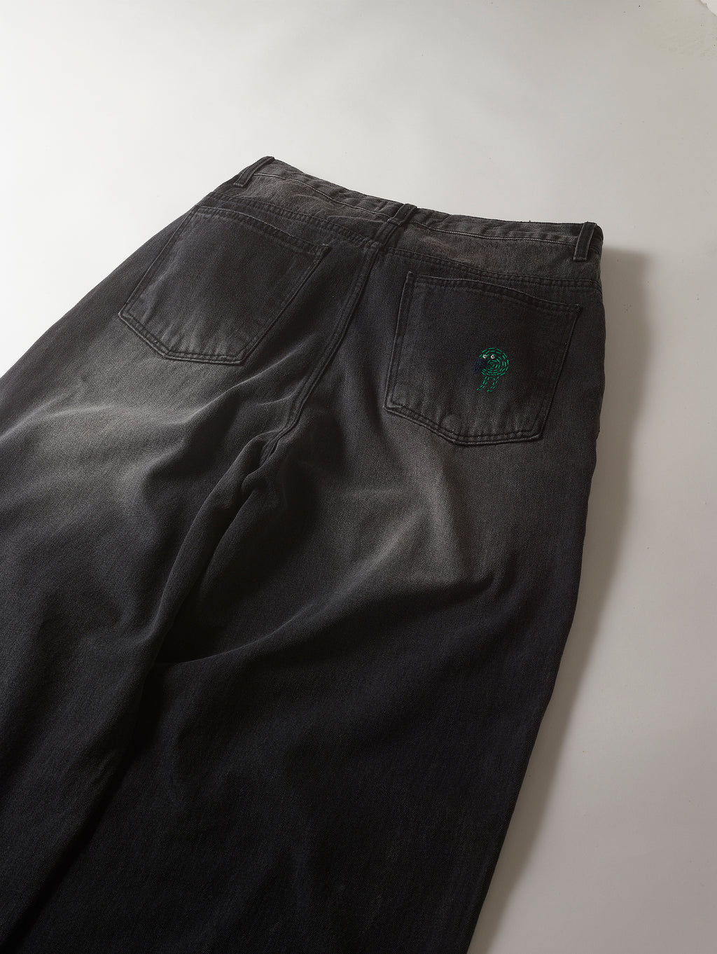 Black Denim Dot Stitch Pant