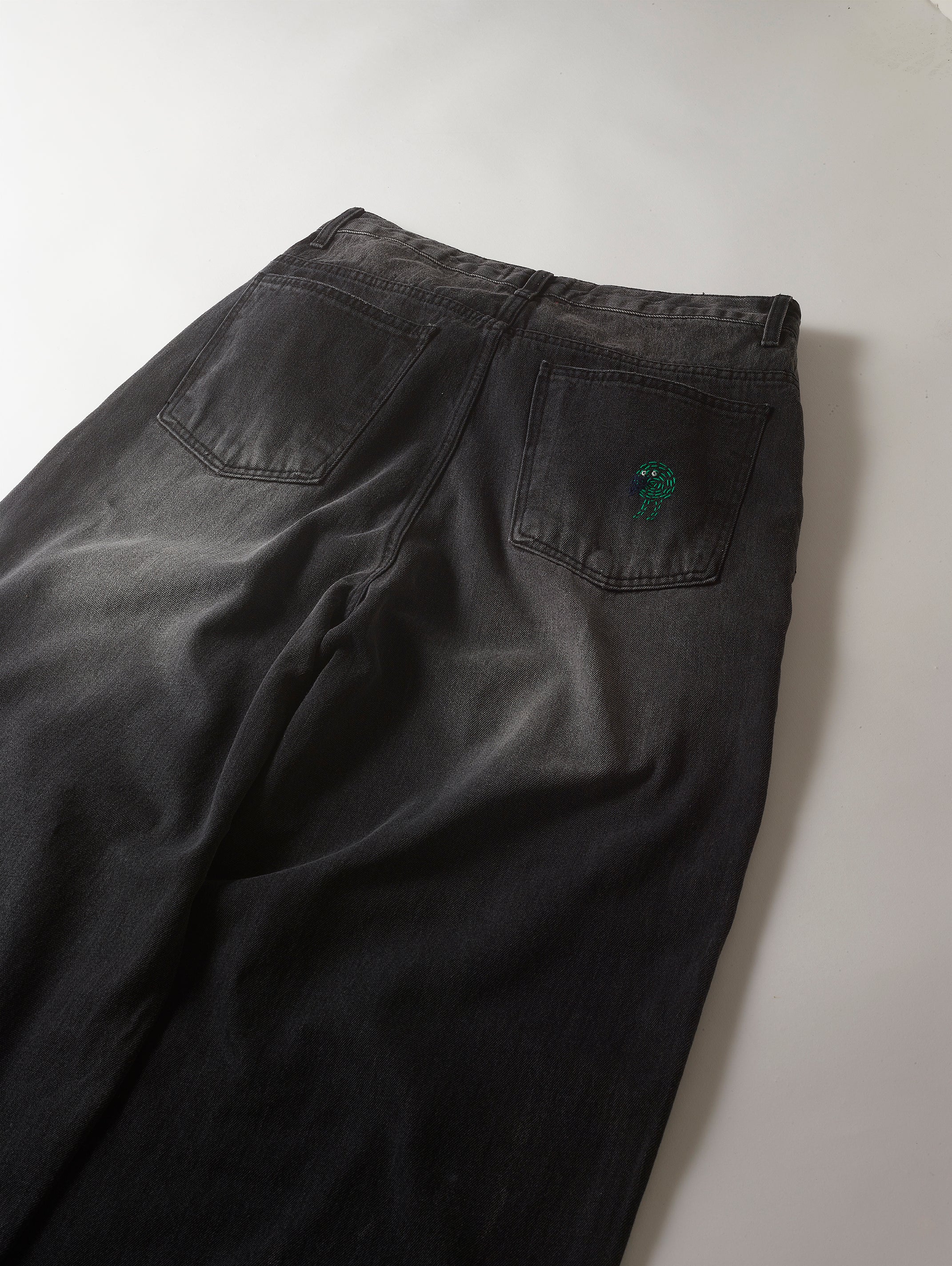 Black Denim Dot Stitch Pant