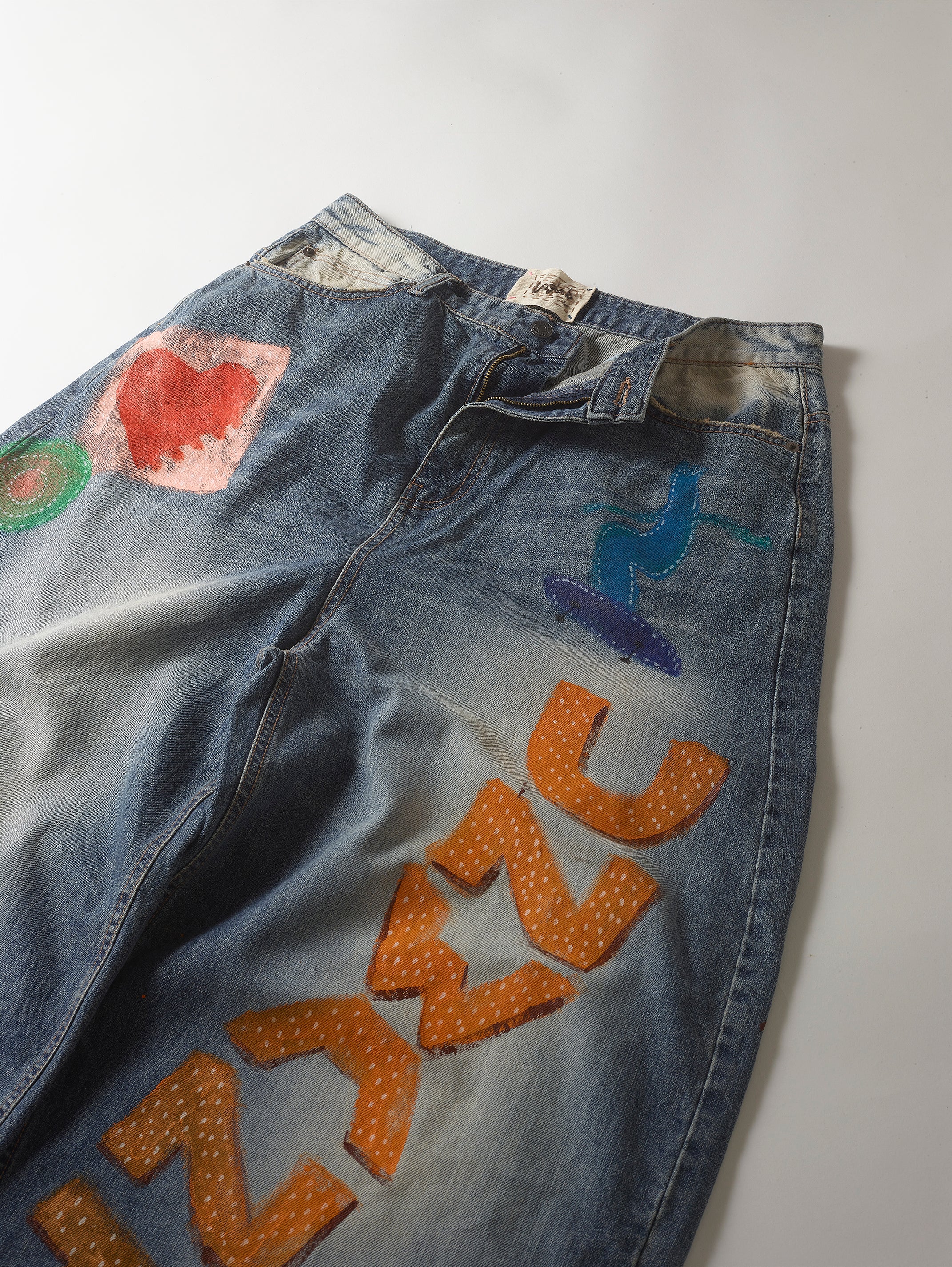 Blue Denim Hand Painted Pant