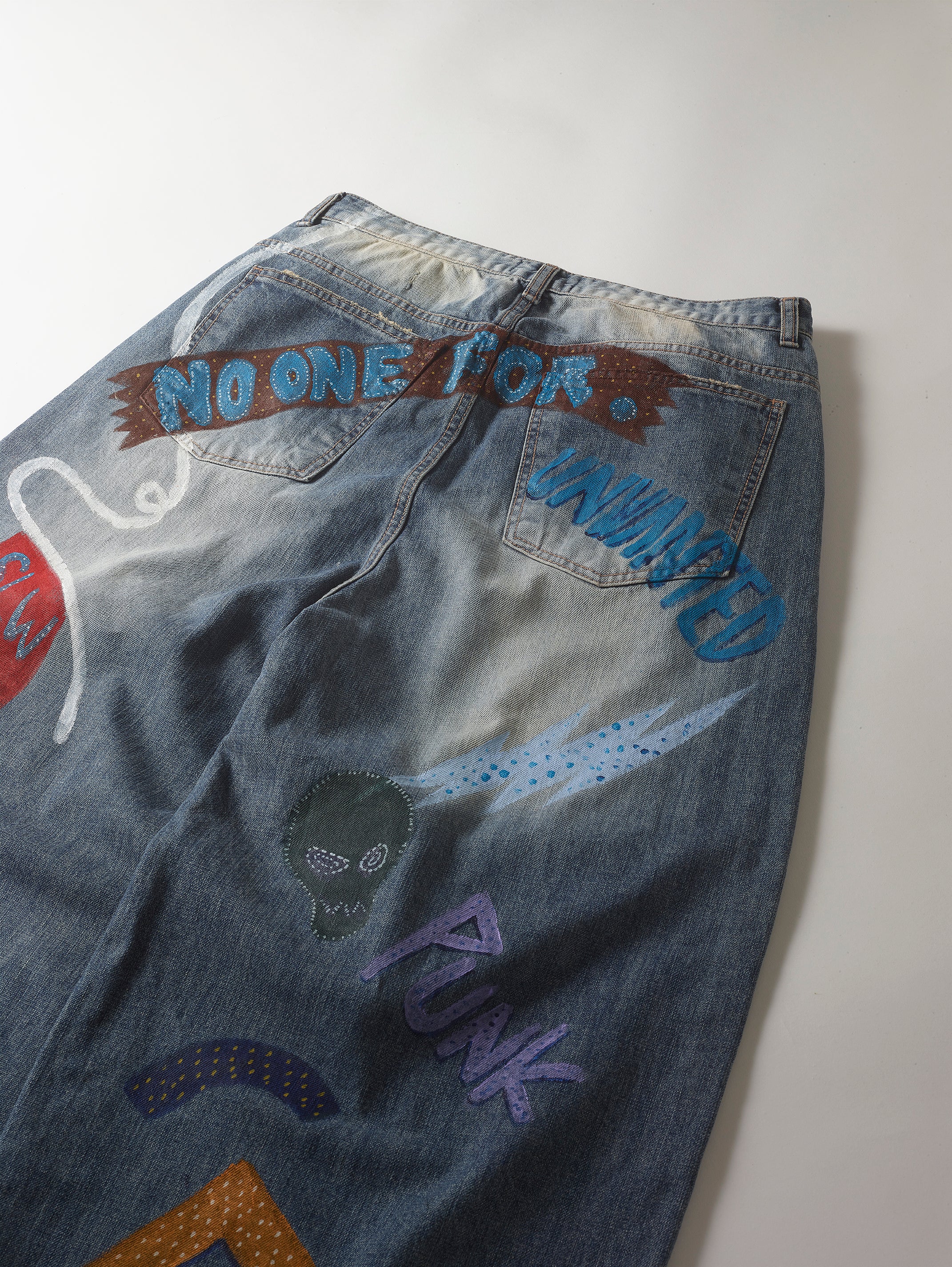 Blue Denim Hand Painted Pant