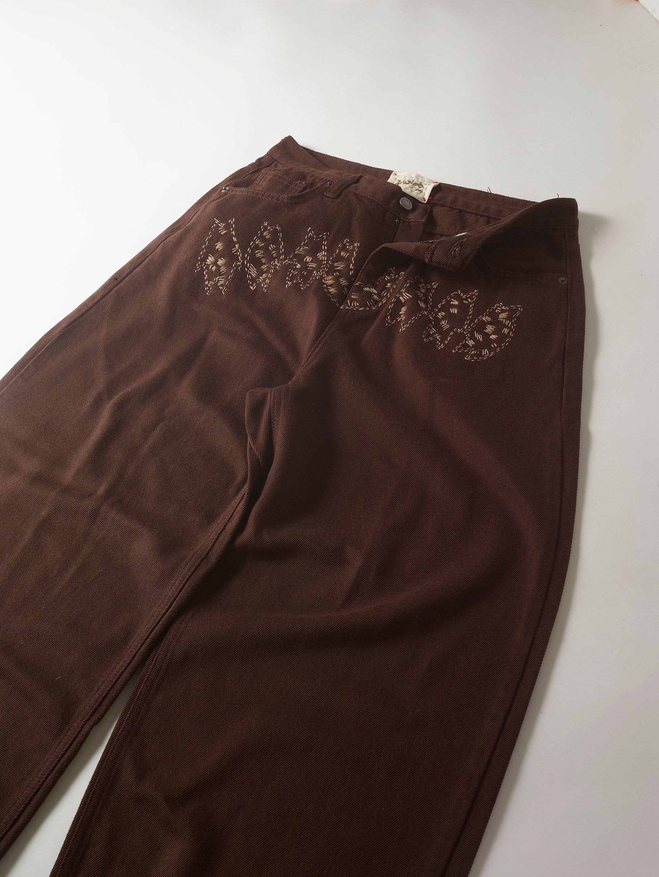 Brown Cat Stitch Pant