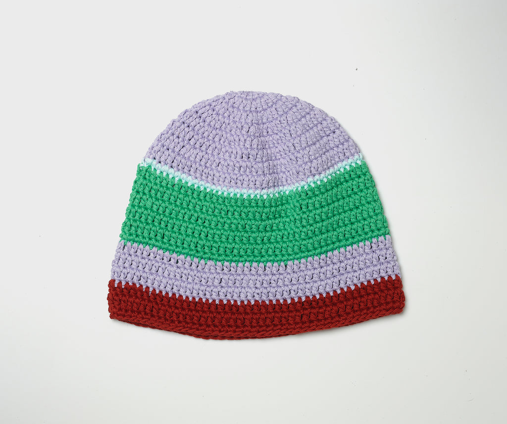 Stripe crochet beanie hat