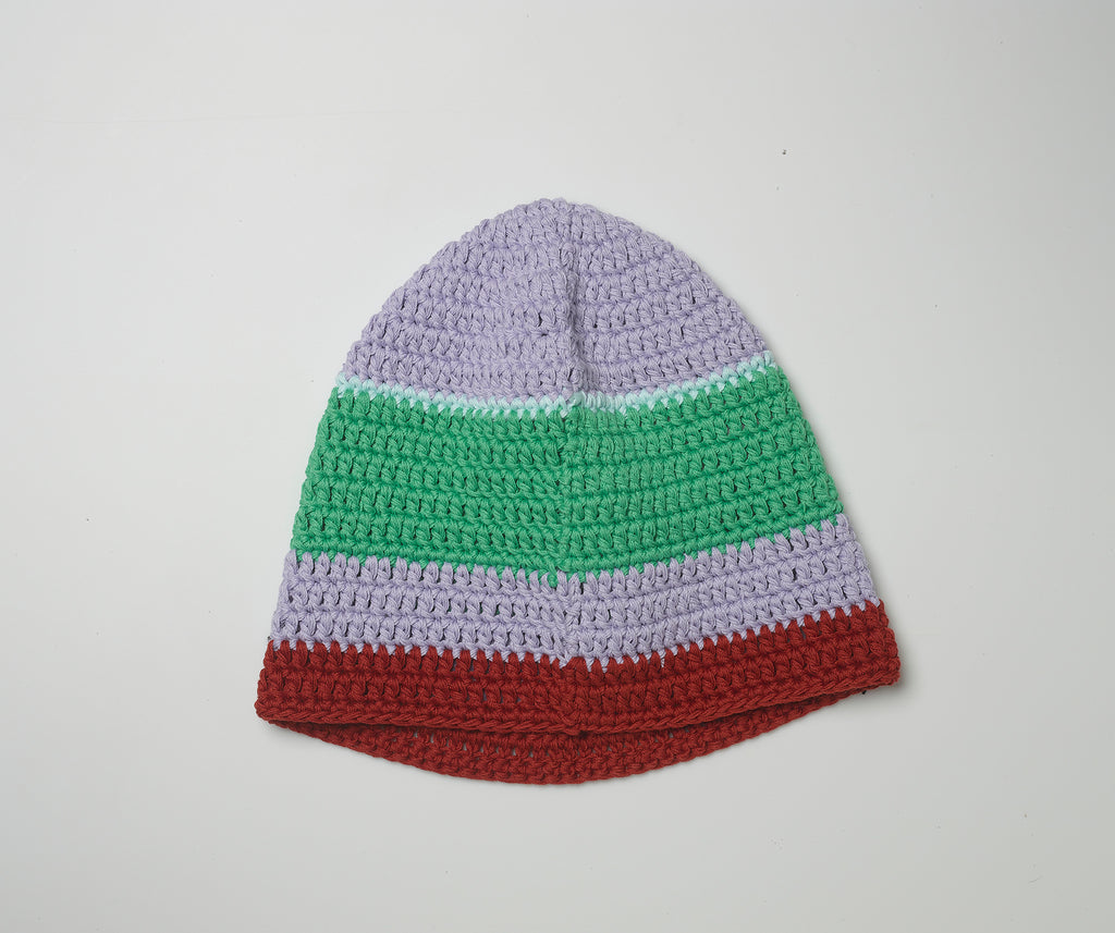 Stripe crochet beanie hat