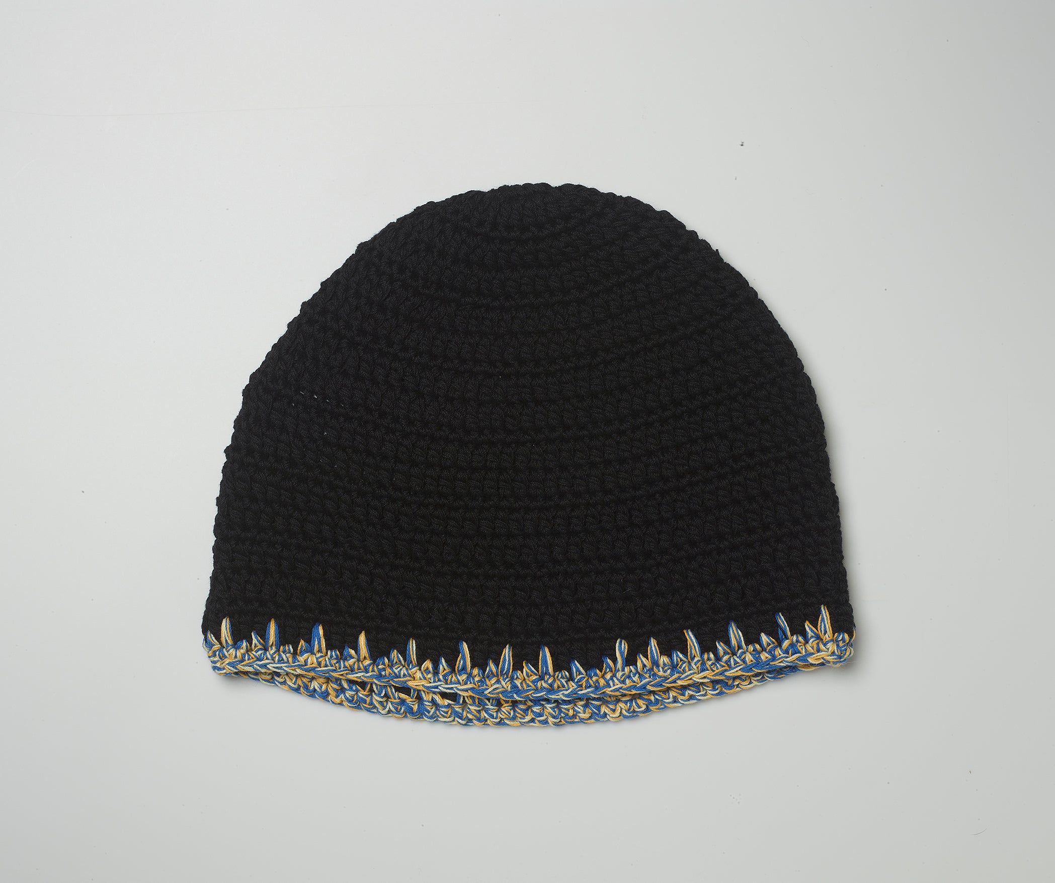 Black crochet beanie hat