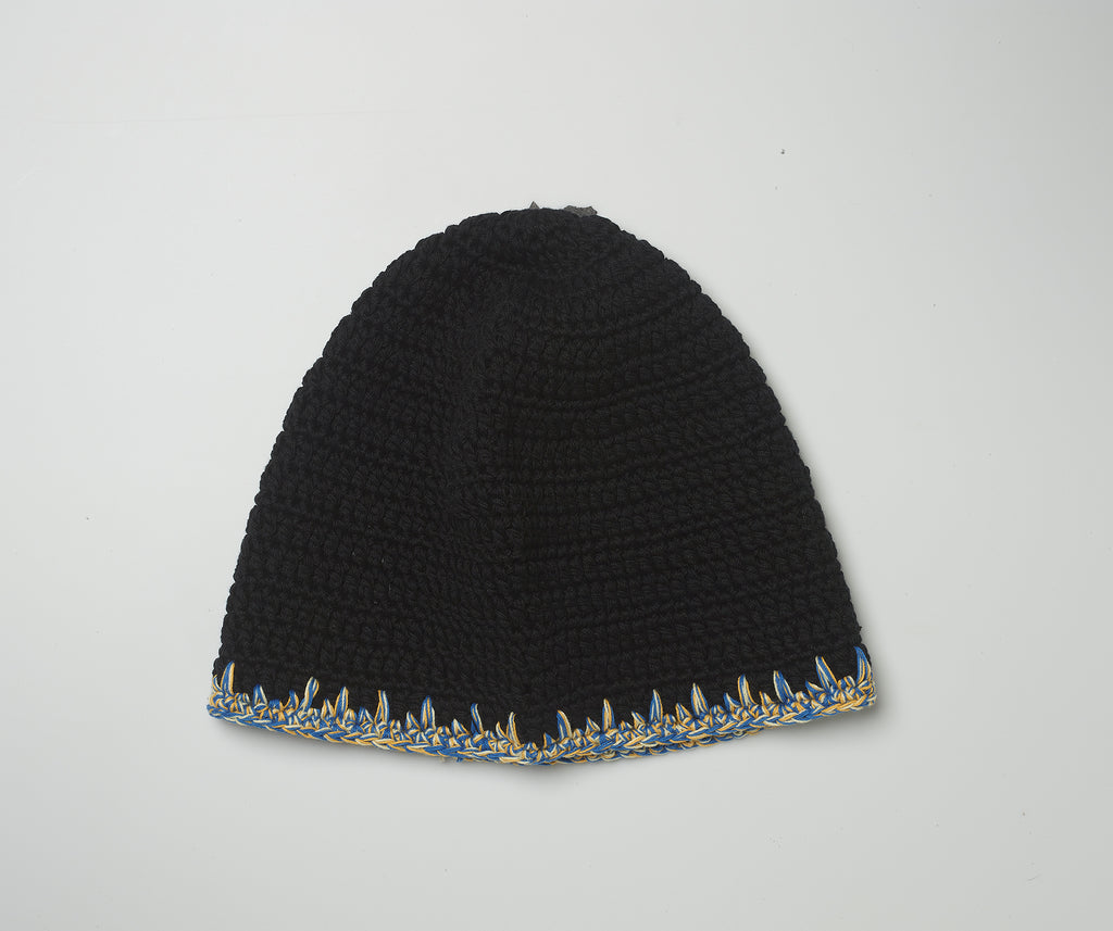 Black crochet beanie hat