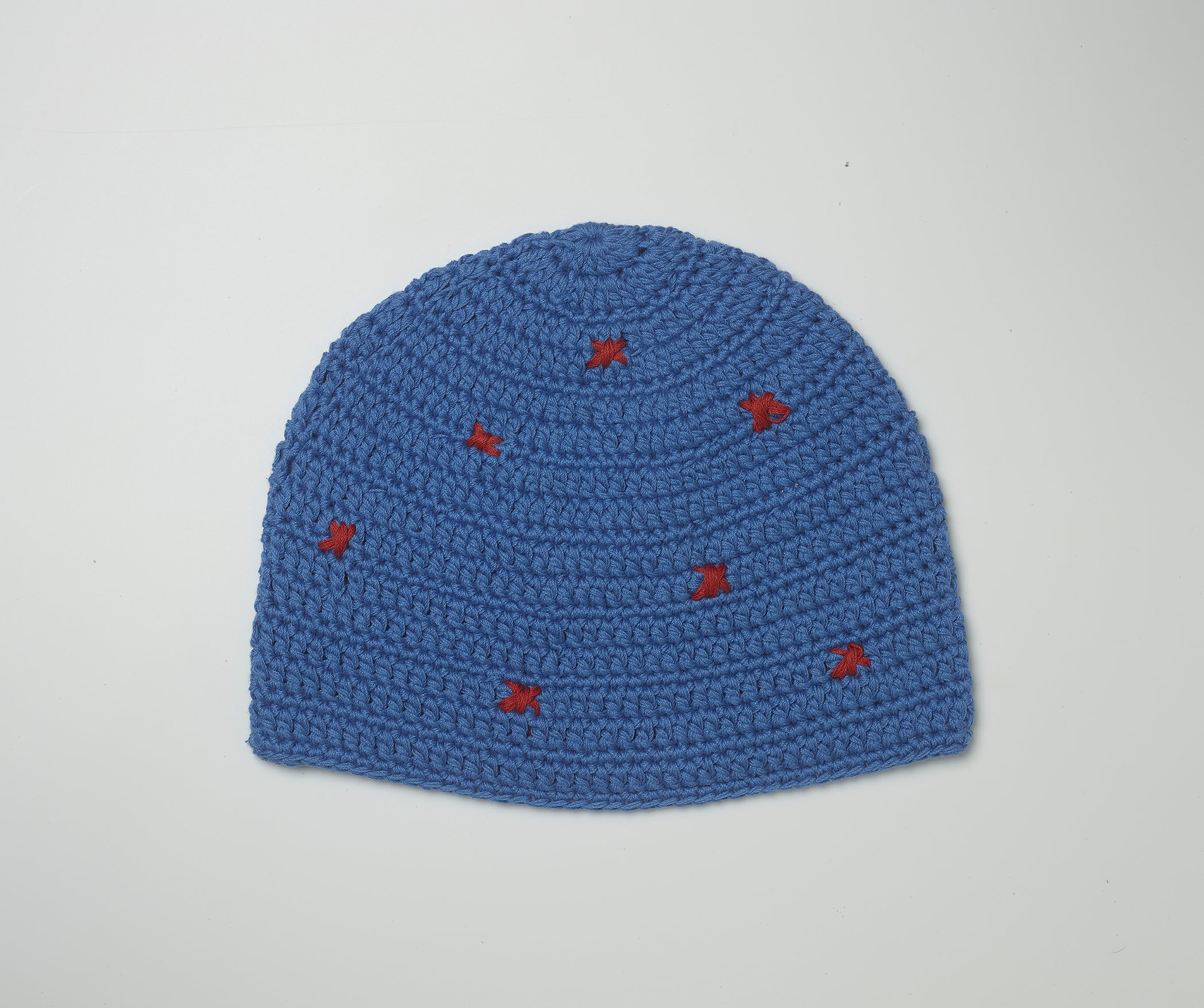 Blue crochet beanie hat