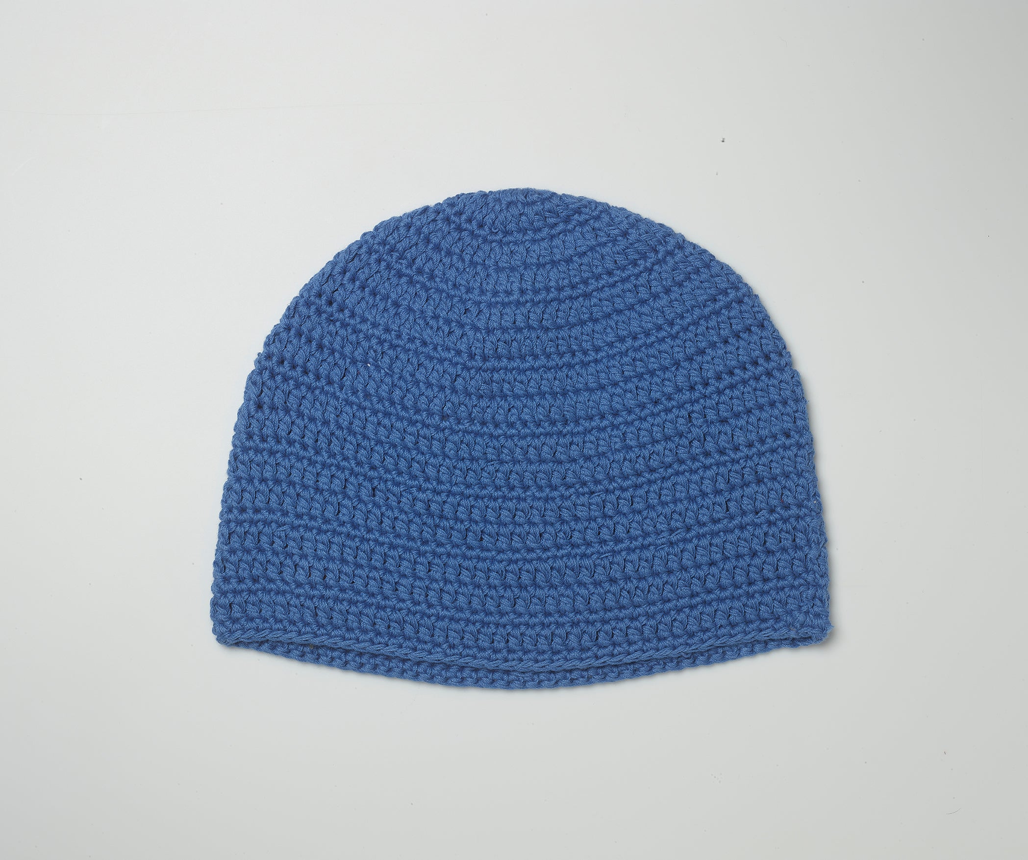Blue crochet beanie hat