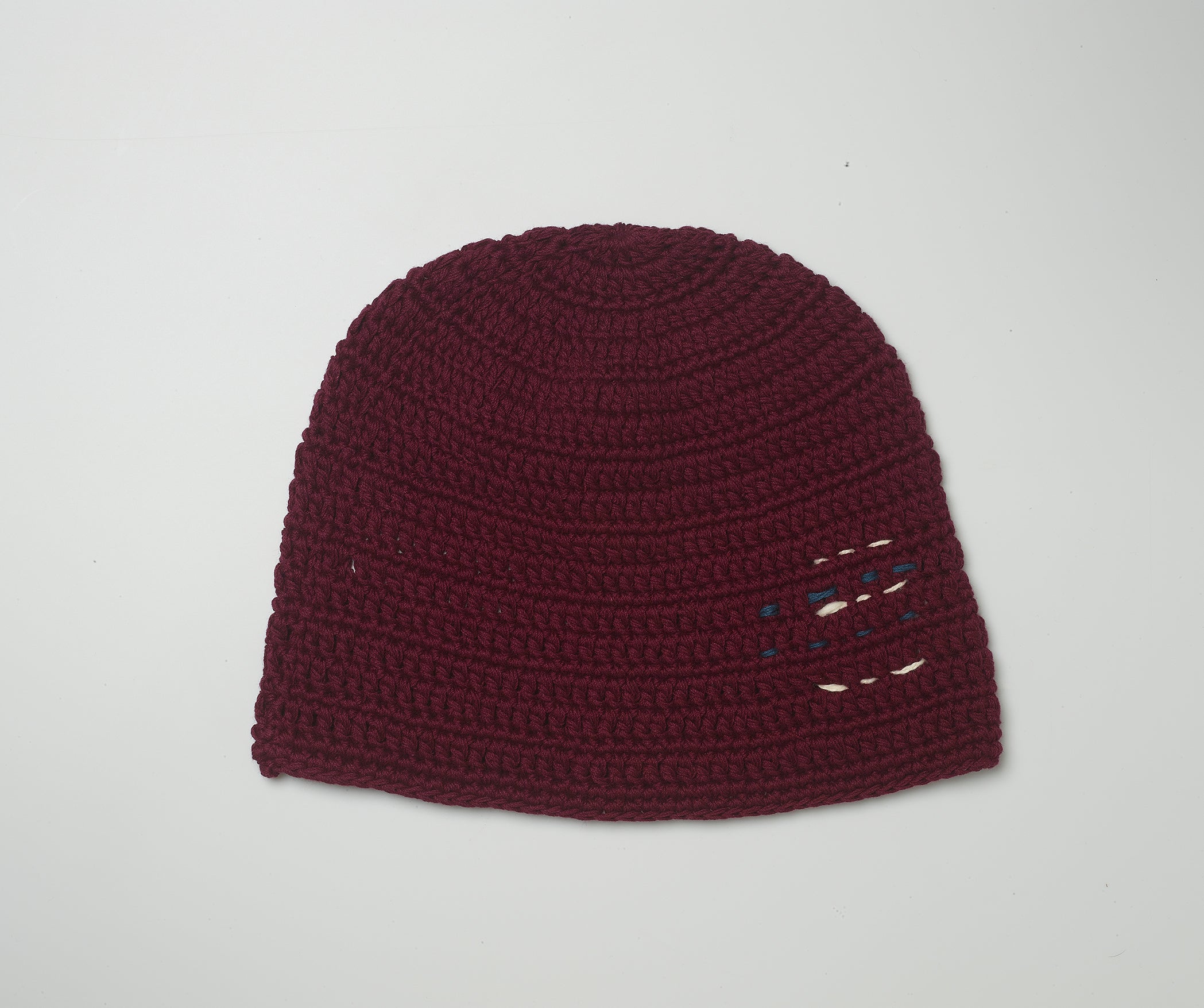 Burgundy crochet beanie hat