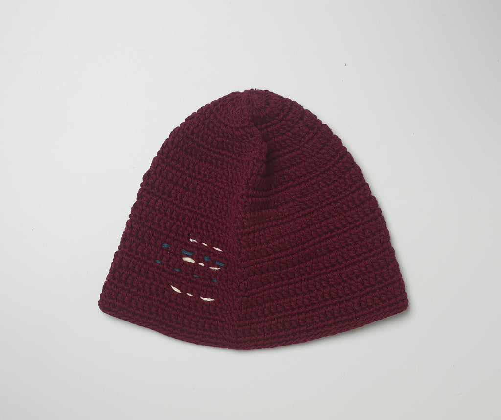 Burgundy crochet beanie hat