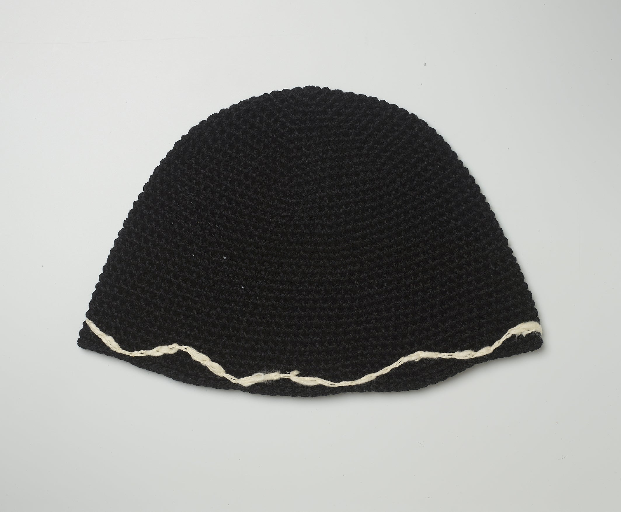 black crochet bucket hat