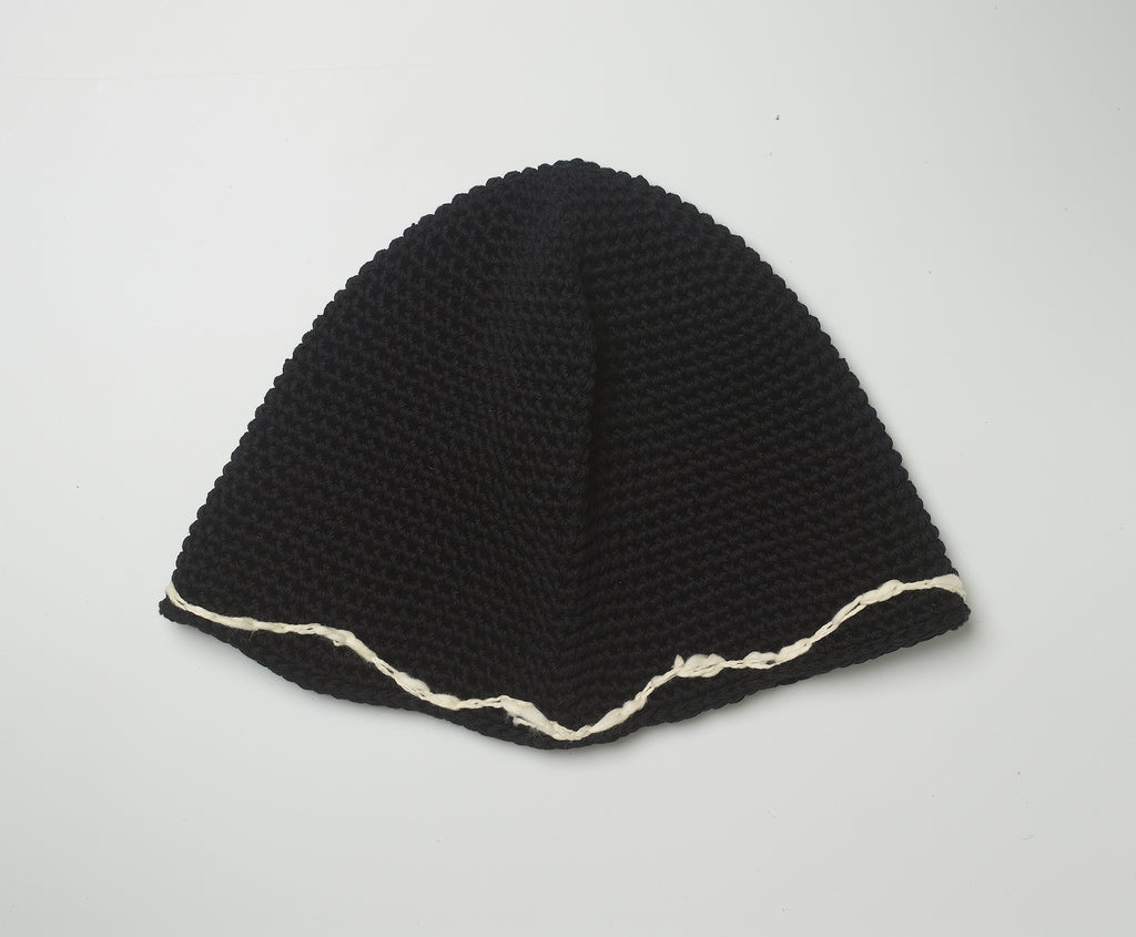black crochet bucket hat