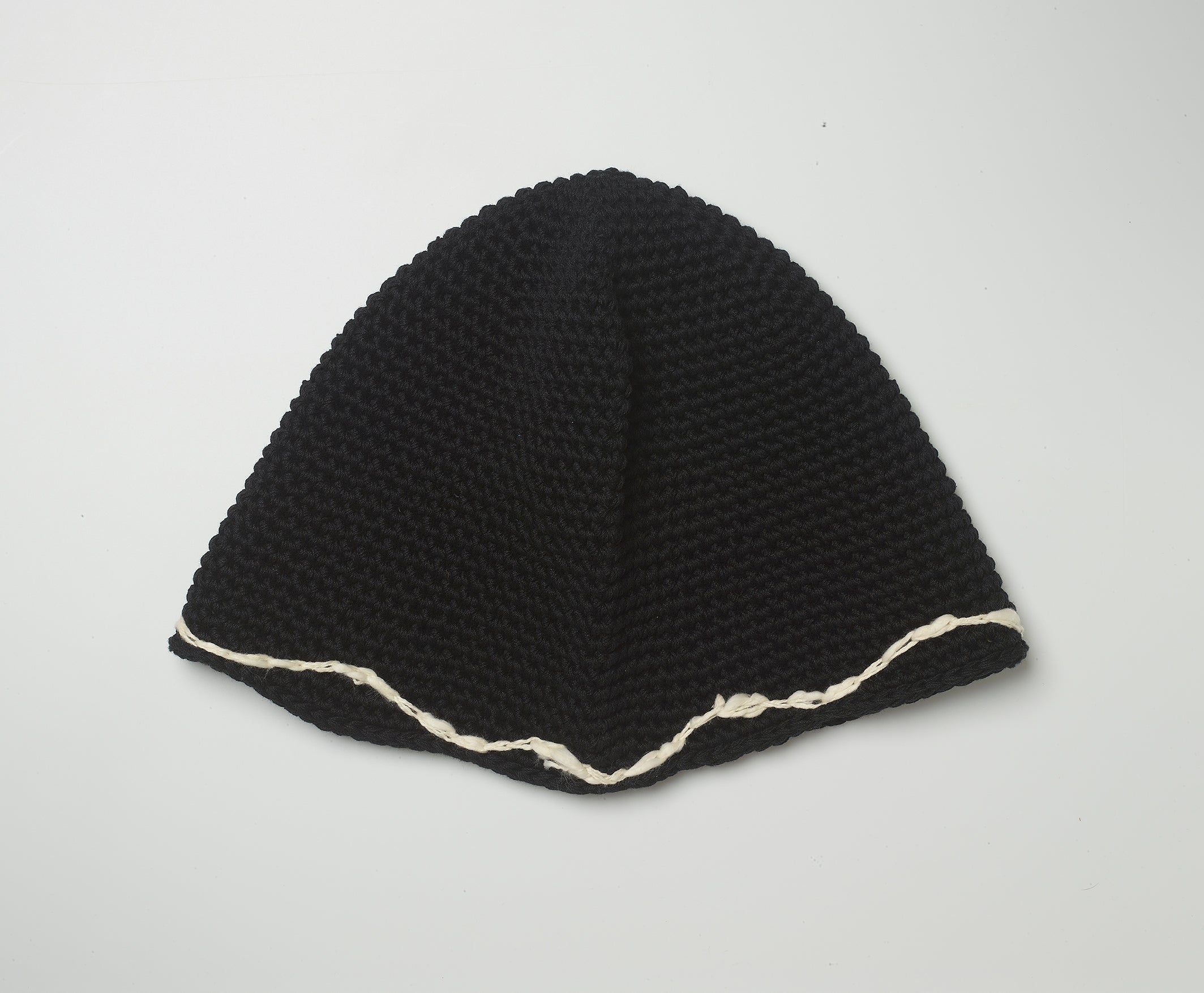 black crochet bucket hat