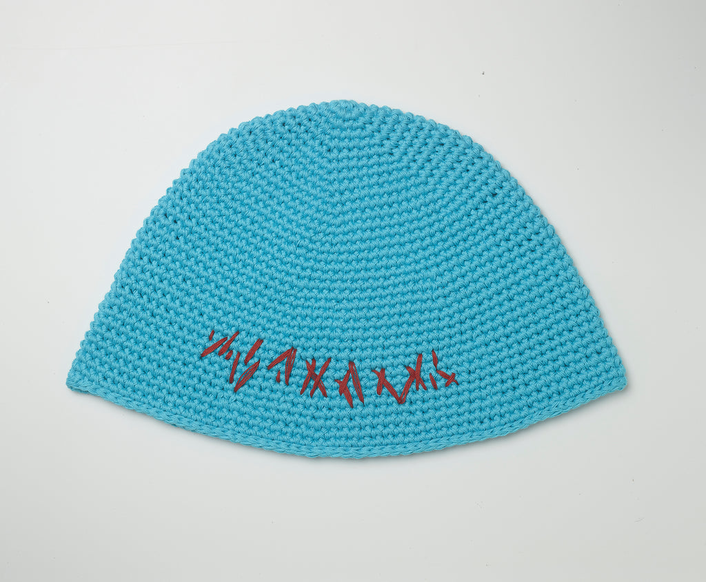 Blue crochet bucket hat