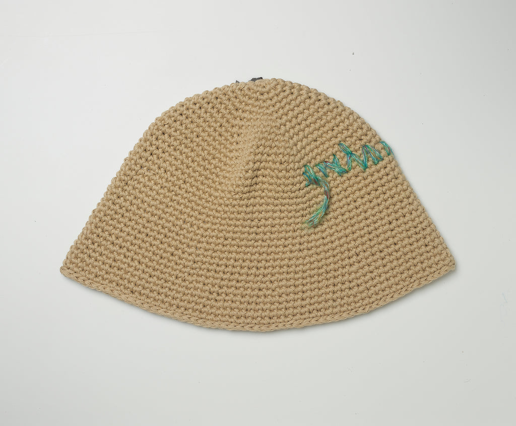 beige crochet bucket hat