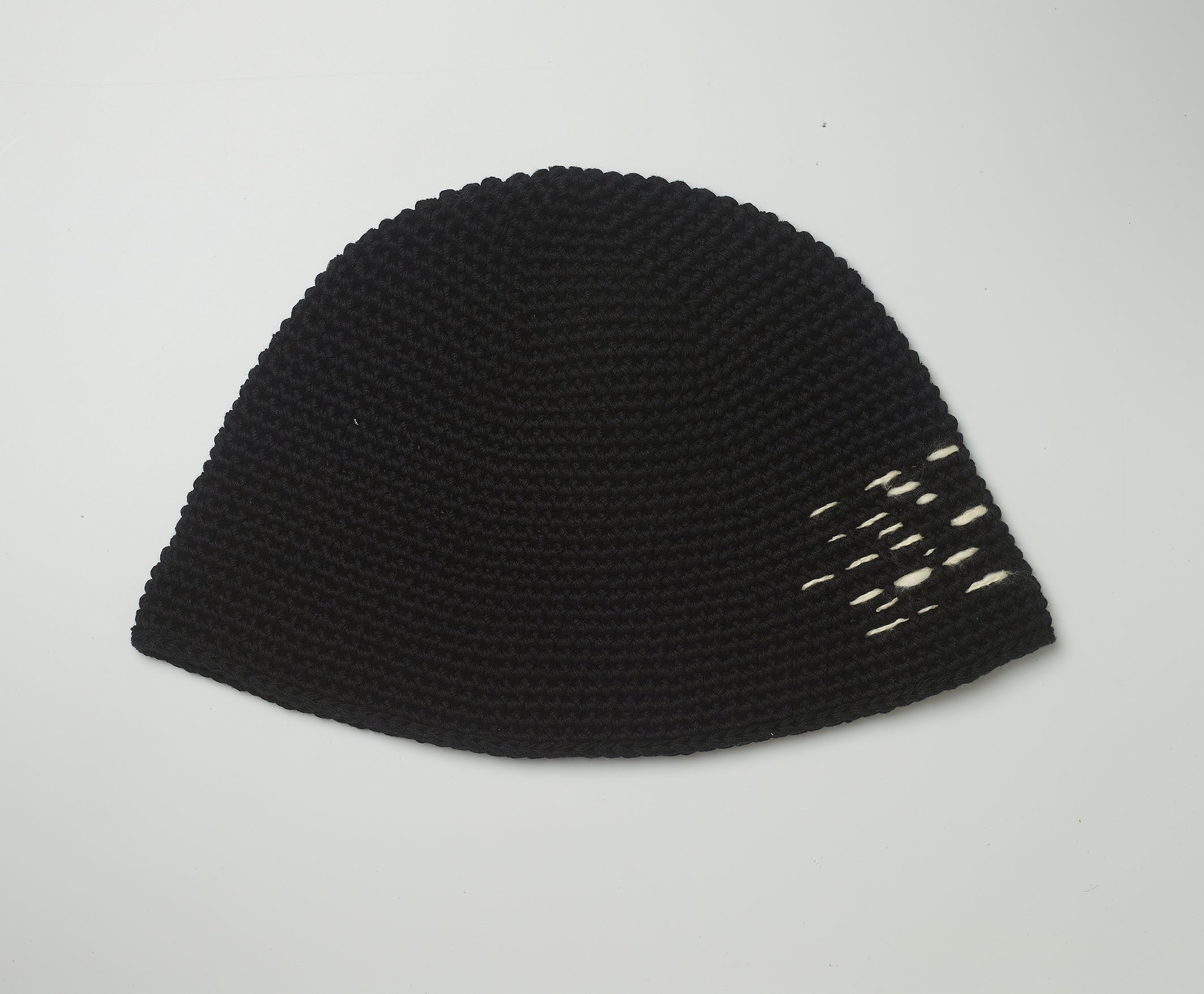 black crochet bucket hat