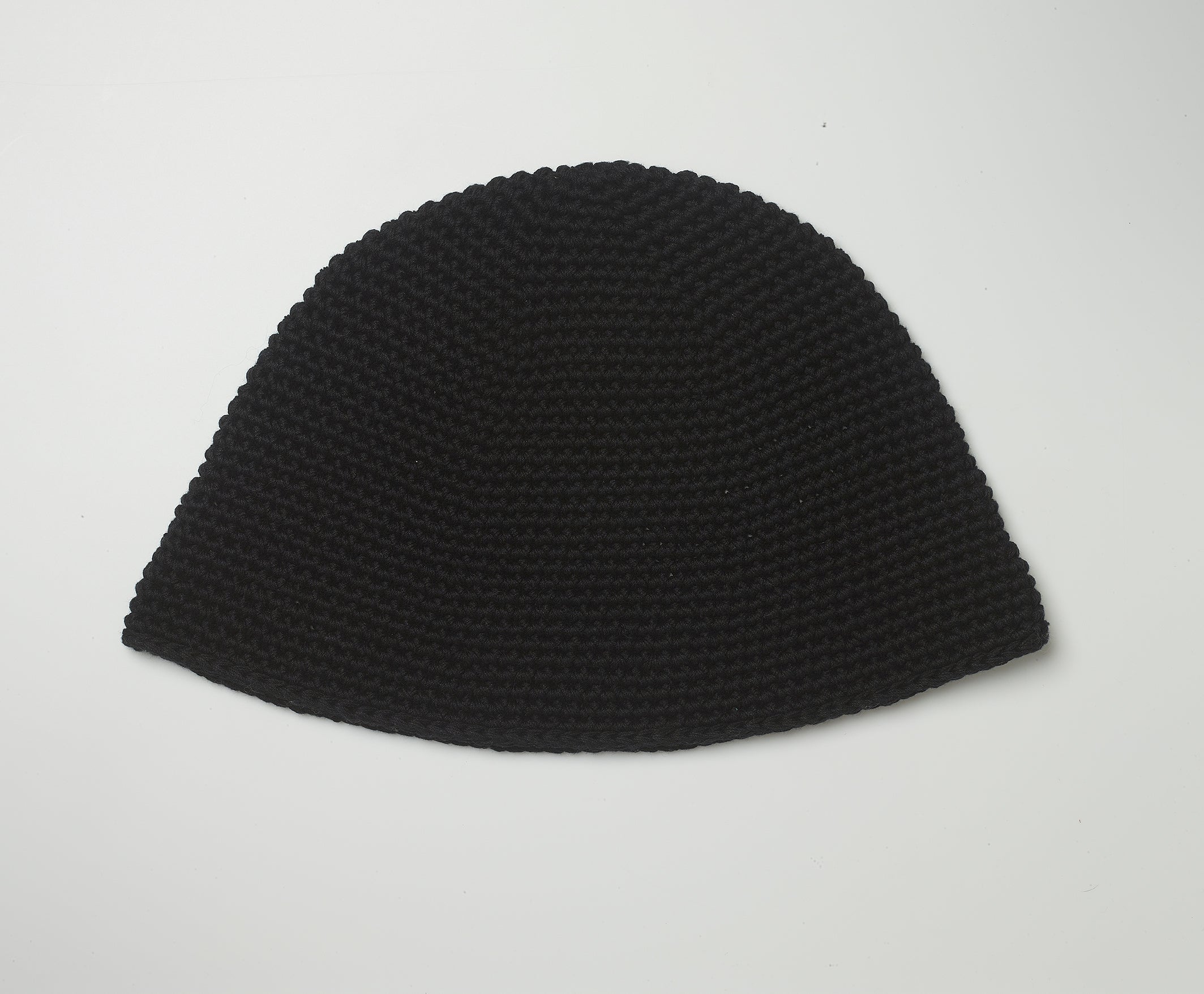 black crochet bucket hat