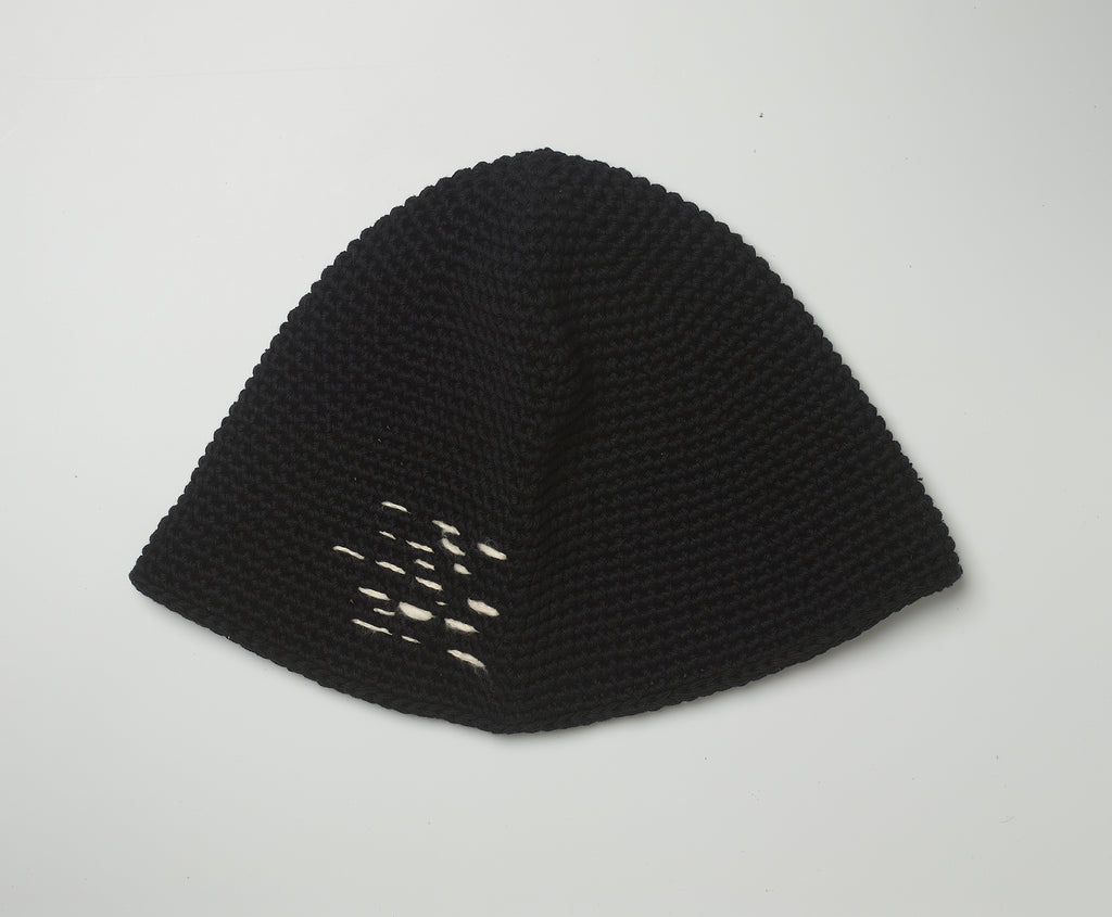 black crochet bucket hat