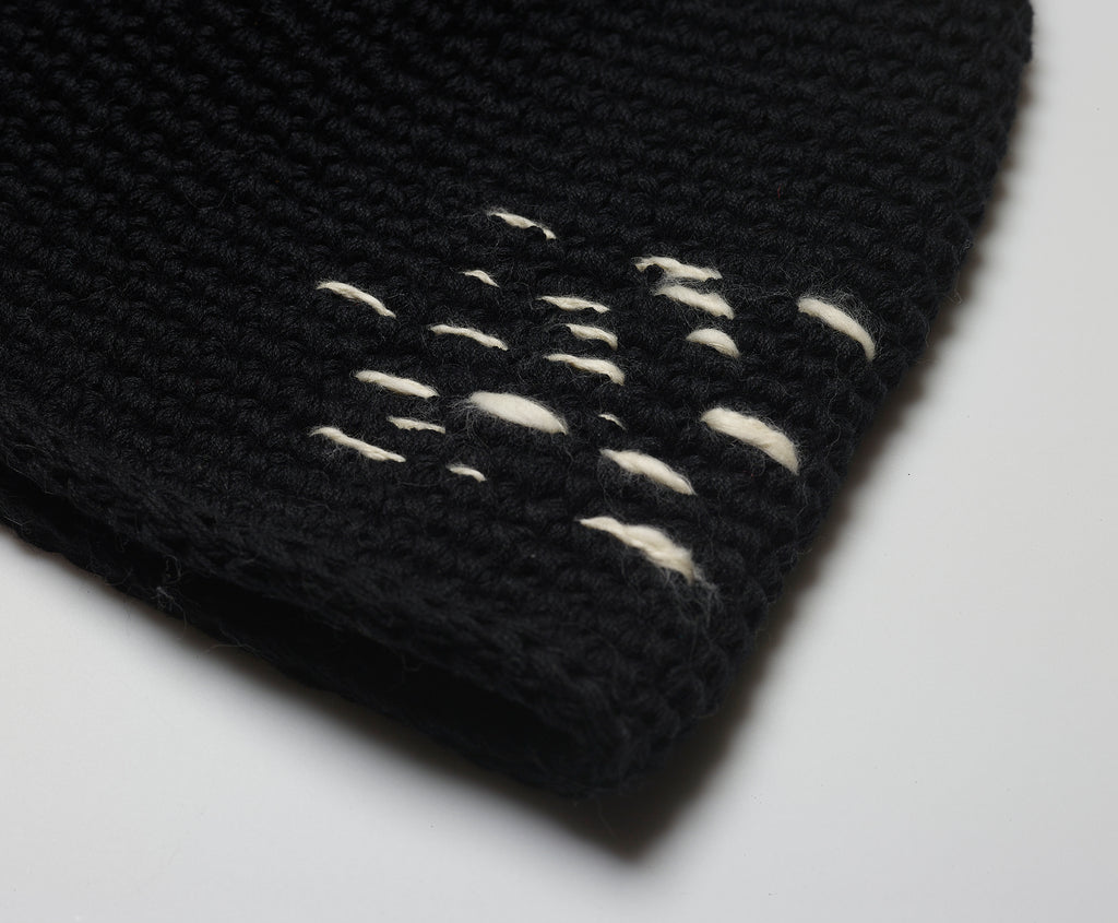black crochet bucket hat