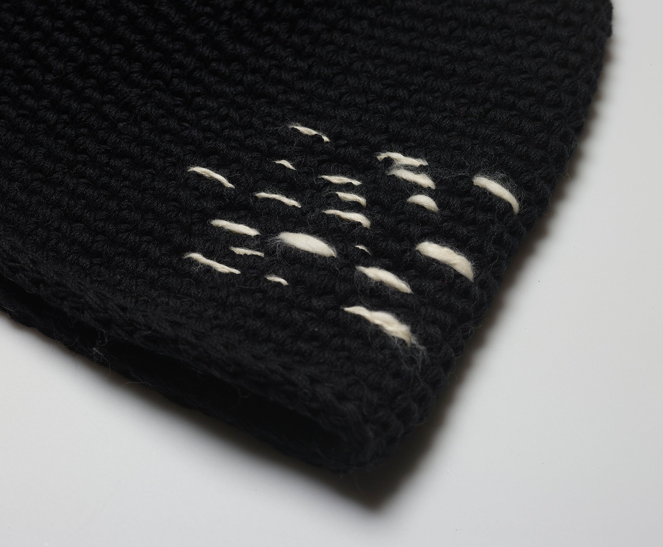 black crochet bucket hat