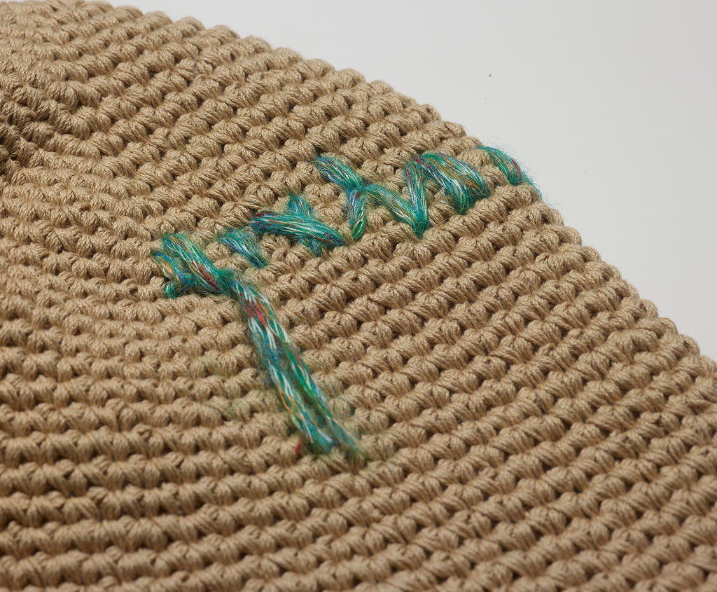 beige crochet bucket hat
