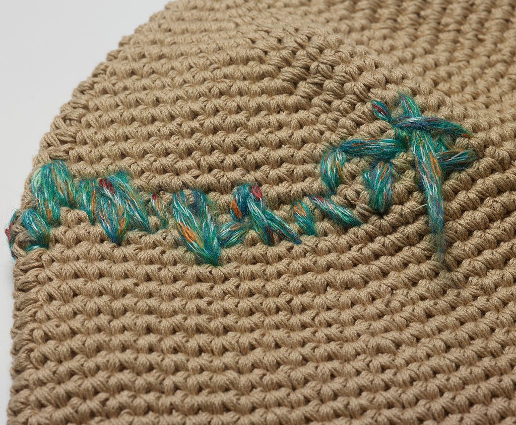 beige crochet bucket hat