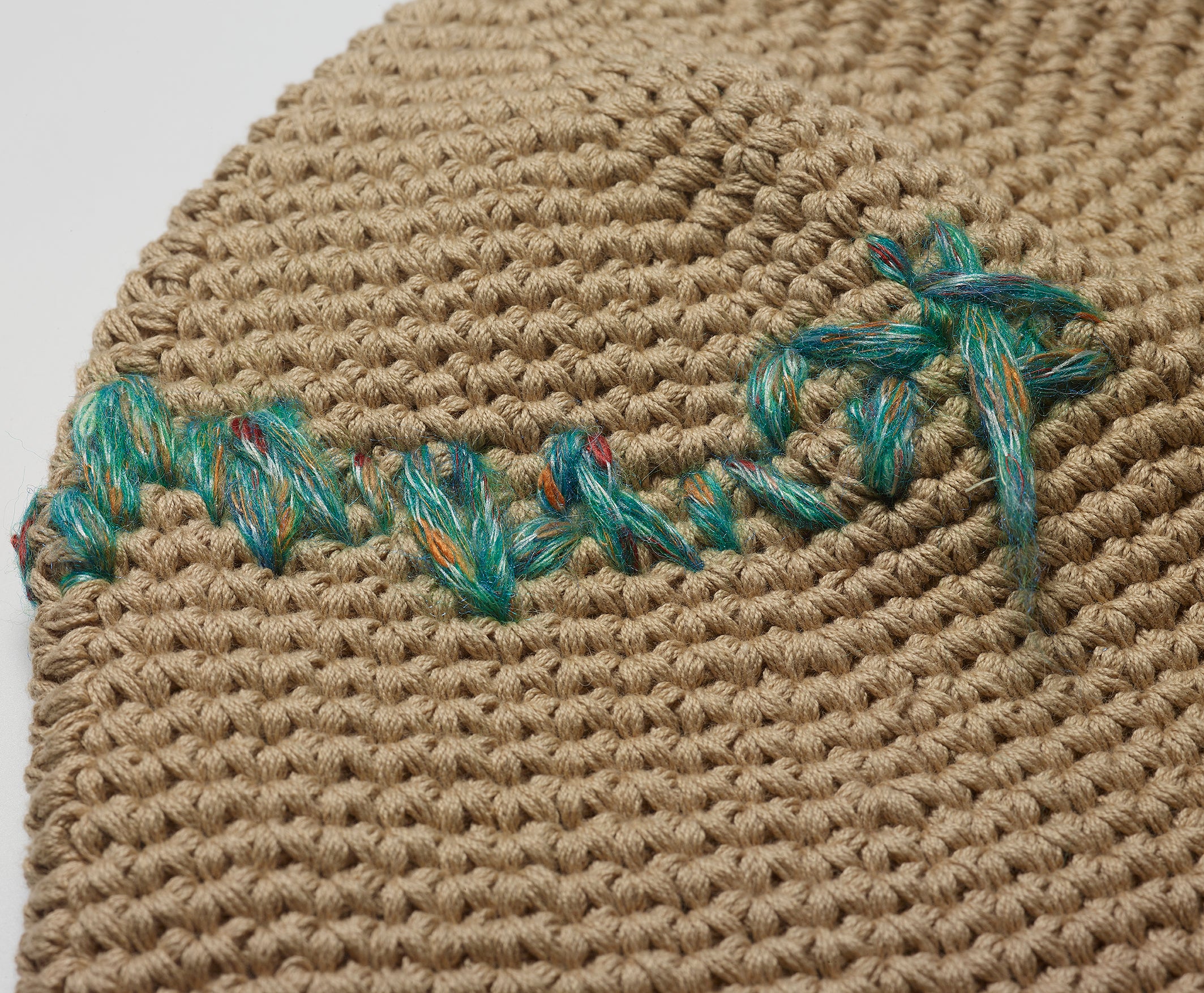 beige crochet bucket hat