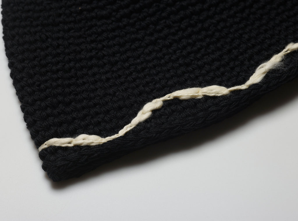 black crochet bucket hat
