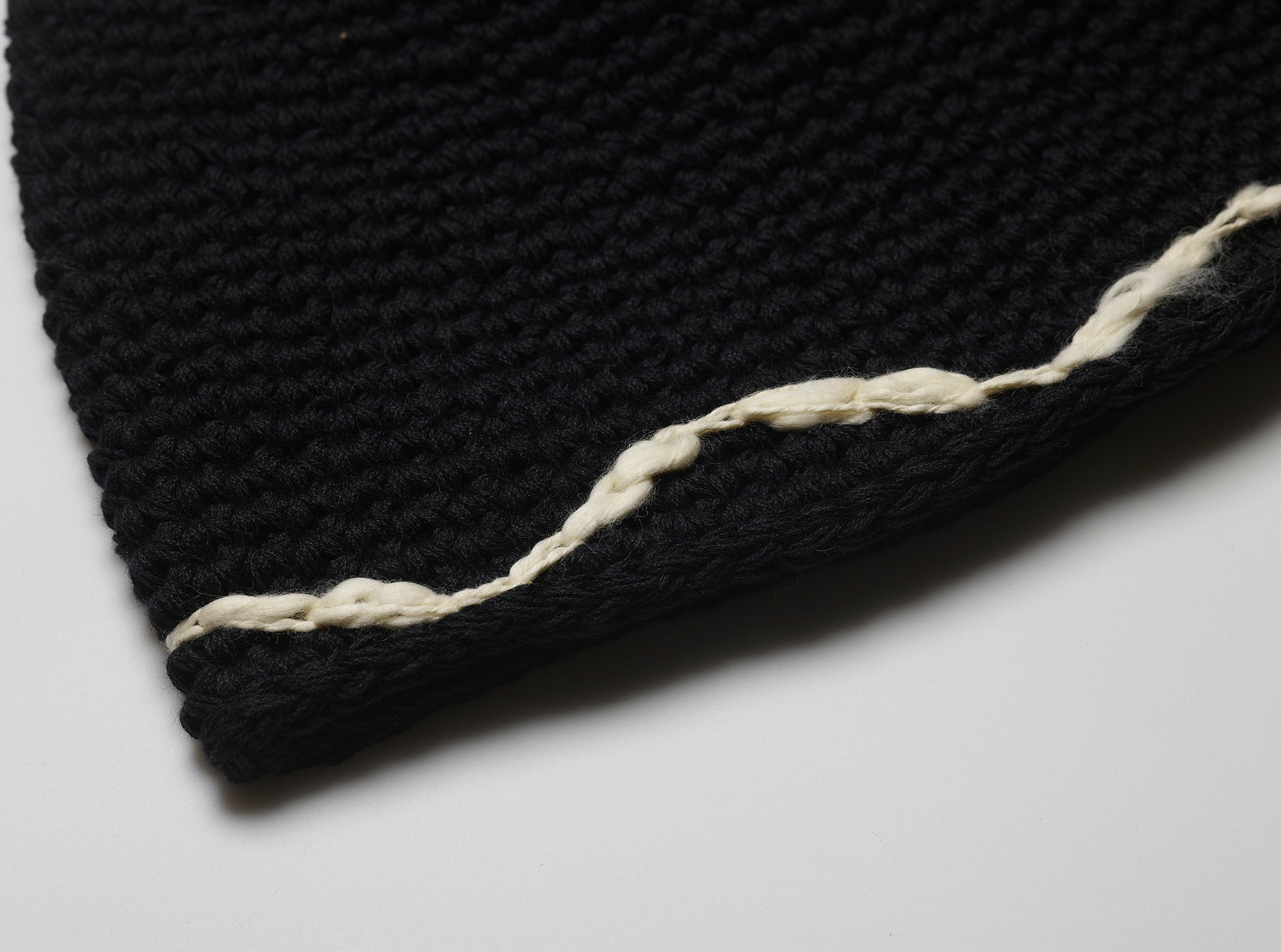 black crochet bucket hat