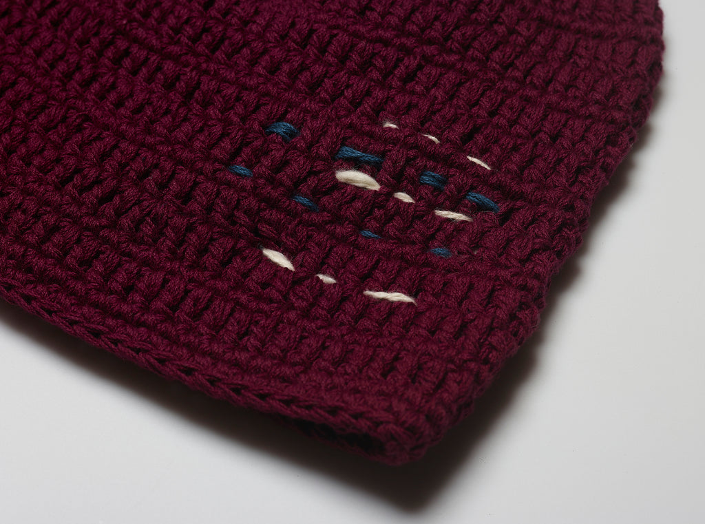 Burgundy crochet beanie hat