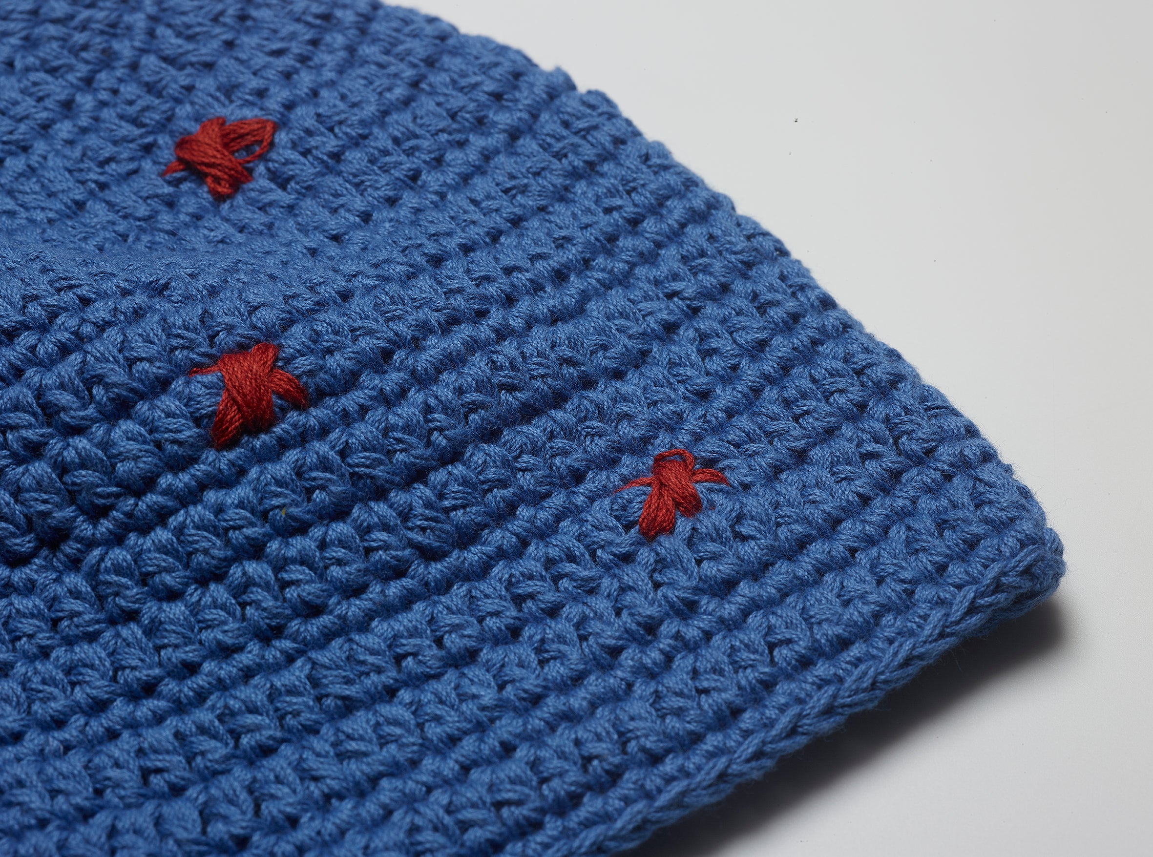 Blue crochet beanie hat
