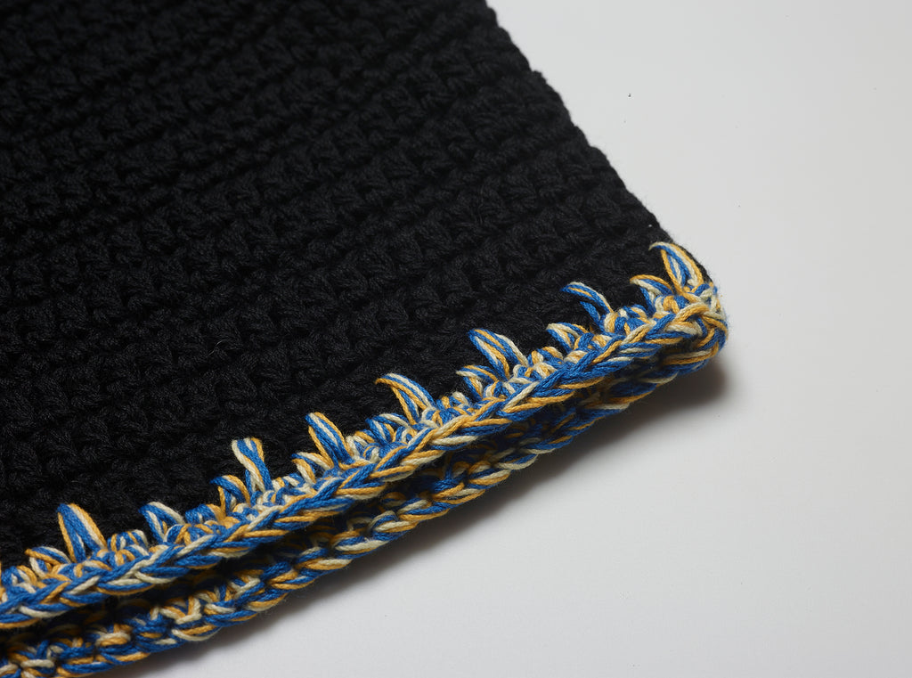 Black crochet beanie hat